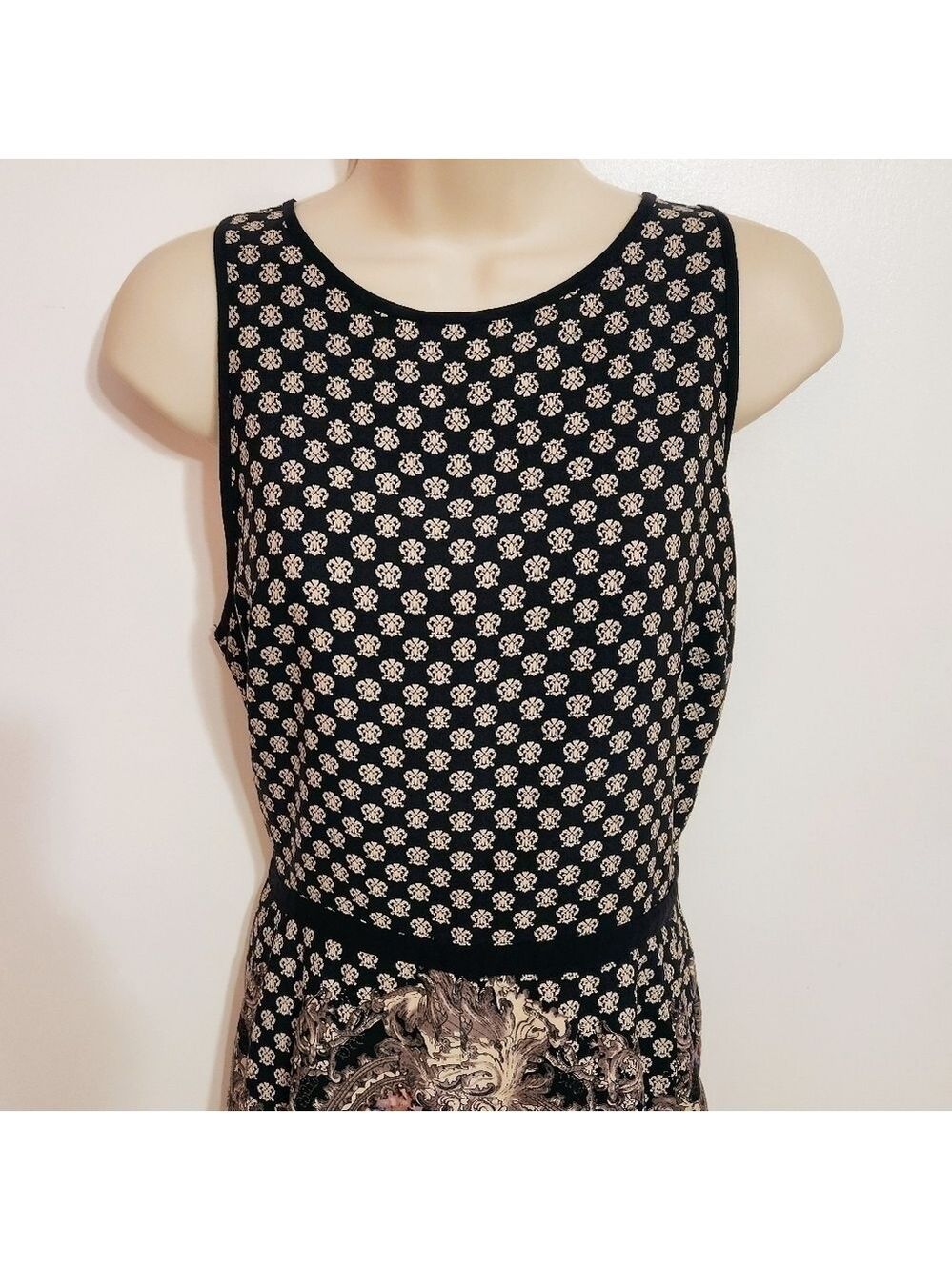 Forever 21 Fleur-de-lis Floral Romper Navy Beige Large - Picture 3 of 12